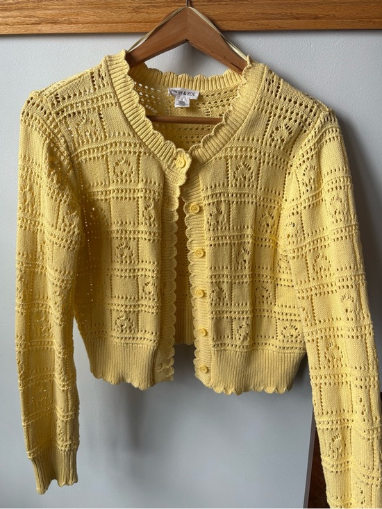 Sweaters - Yellow Crochet Cardigan